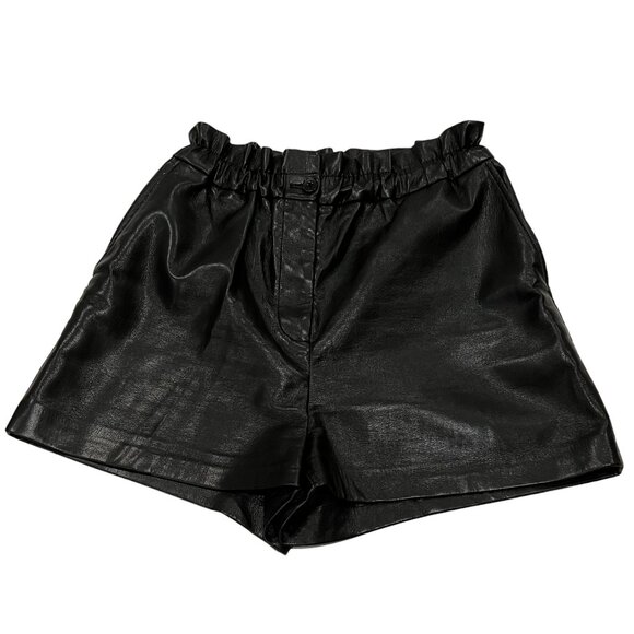 Wilfred Black Faux Leather Shorts, Pockets, Black, 4 - Picture 1 of 9